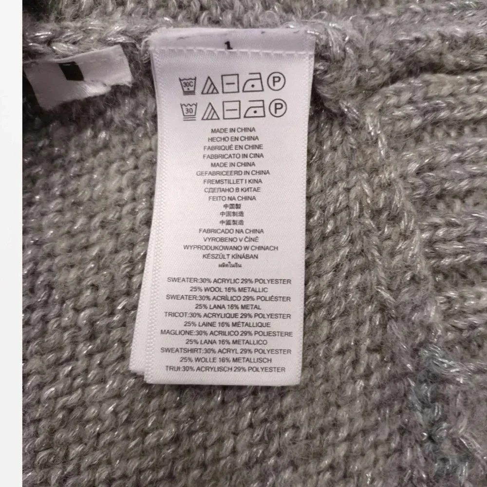 Michael Kors Wool Blend Grey Shimmery Poncho  Size Large - Picture 6 of 12